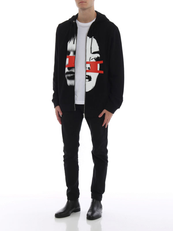 GIVENCHY: Sweatshirts & Sweaters online - Gemini faces slim zip hoodie