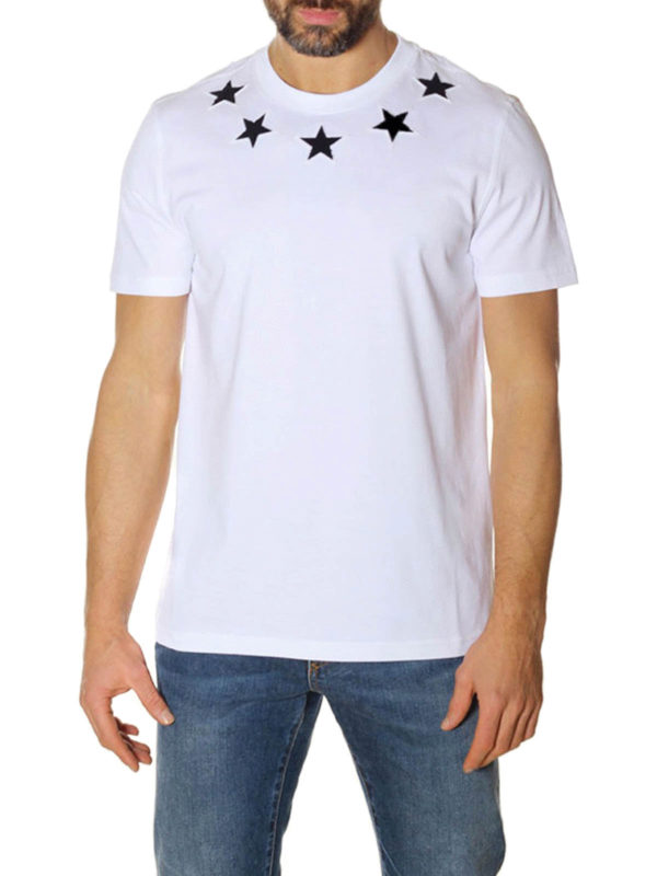 Givenchy Contrasting stars white Tee - White - Men|BM70303Y03100