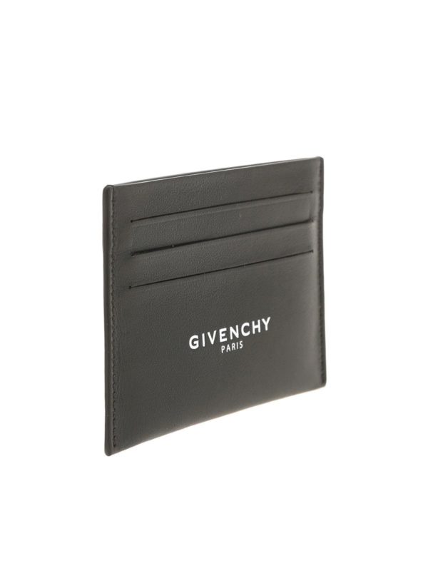GIVENCHY: wallets & purses online - Black card holder with white logo print