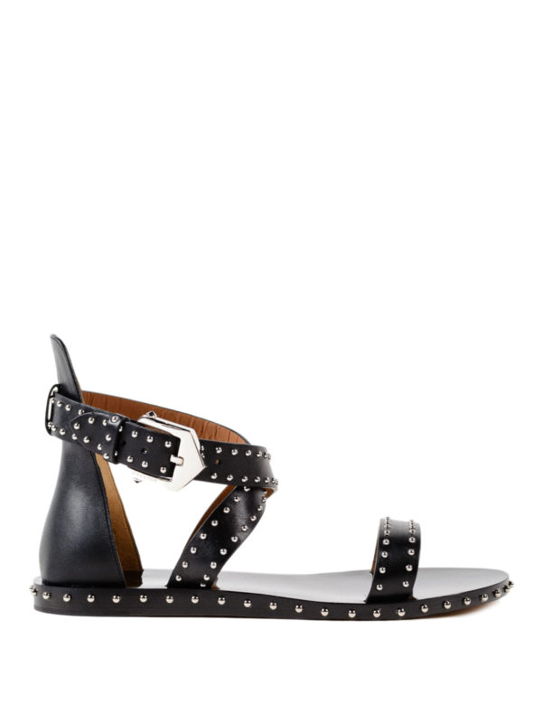 GIVENCHY: sandals - Studded leather flat sandals