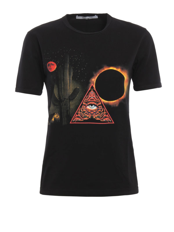 GIVENCHY: t-shirts - Illuminati print cotton T-shirt