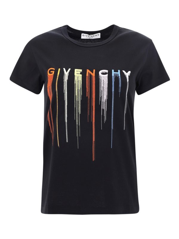 Givenchy Logo lettering embroidery T-shirt - Black | BW707Y3Z3R001