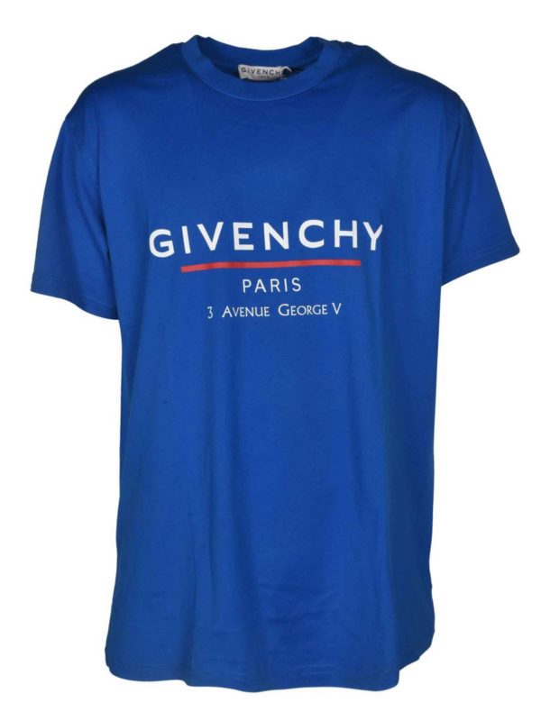 GIVENCHY: t-shirts - Oversized GIVENCHY Label T-shirt in blue