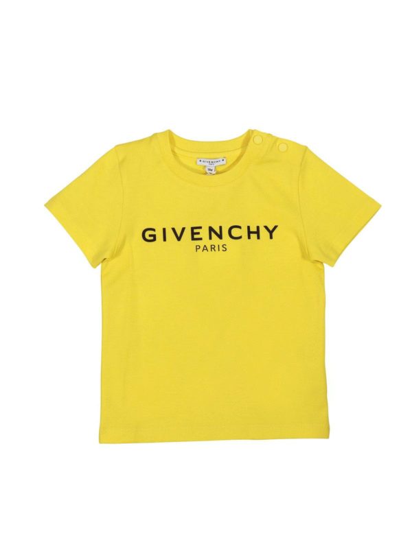 GIVENCHY: t-shirts - Yellow t-shirt with logo
