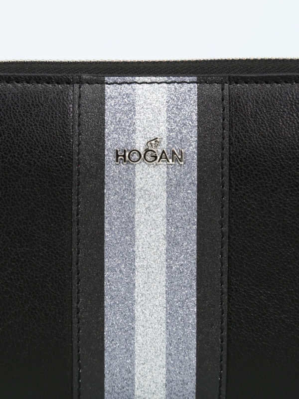 Glitter band leather zip-around wallet shop online: HOGAN