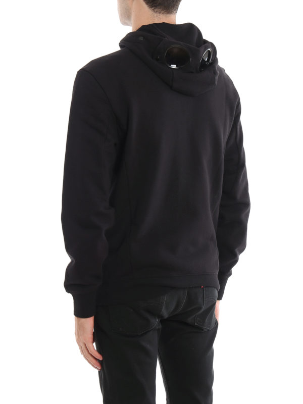 Felpa nera con cappuccio e occhialini shop online: C.P. COMPANY