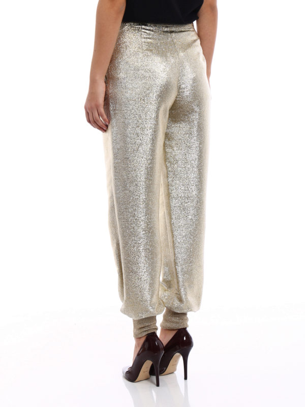 Gold-tone georgette lurex trousers shop online: STELLA McCARTNEY