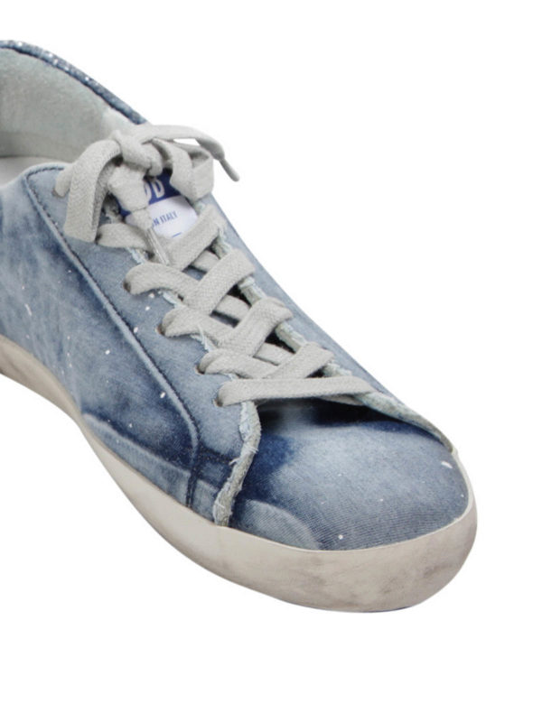GOLDEN GOOSE: trainers online - Denim-leather Super Star sneakers