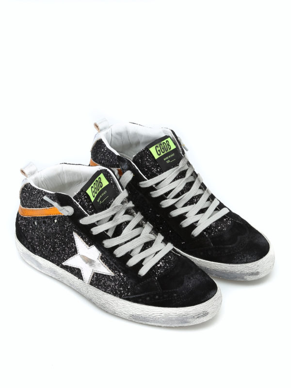 GOLDEN GOOSE: trainers online - Mid Star glittered leather high-top sneakers