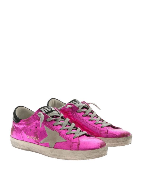 GOLDEN GOOSE: trainers online - Superstar fuchsia crackle sneakers
