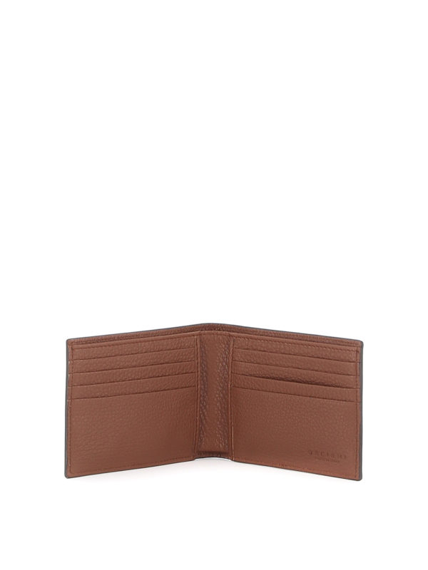 Gradient grainy leather bifold wallet shop online: ORCIANI