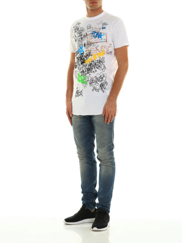 Graffiti print long T-shirt shop online: DSQUARED2
