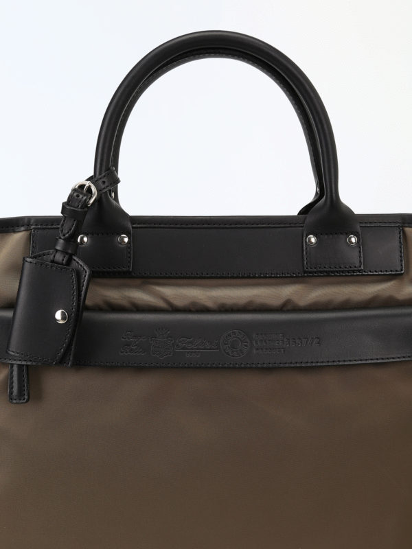 Felisi Green nylon and genuine leather briefcase|86372DS090152