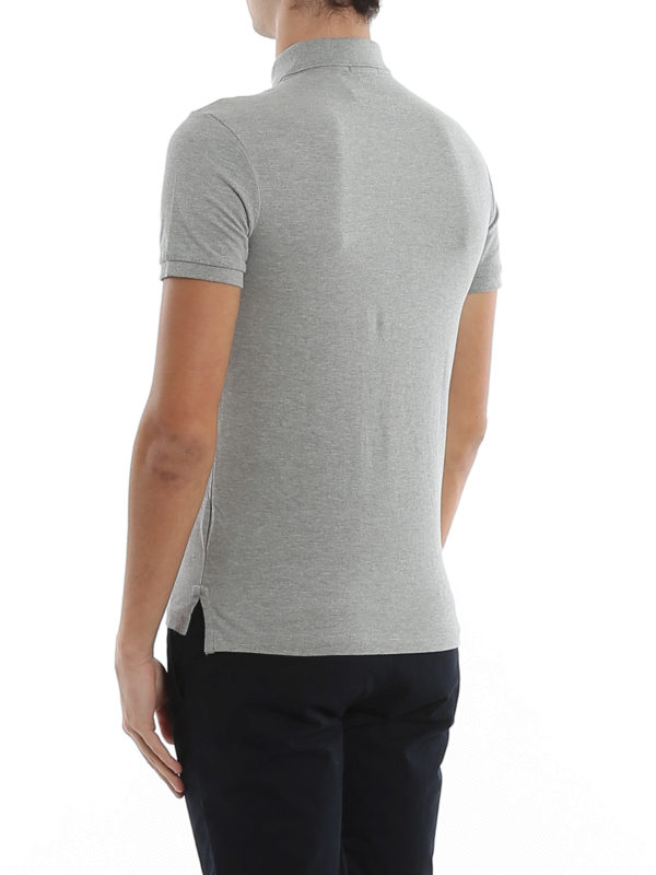 Grey pique cotton polo shirt shop online: POLO RALPH LAUREN