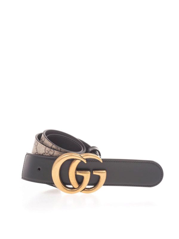 GUCCI: belts - GG belt in beige and black