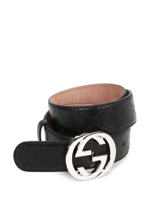 GUCCI: belts - Interlocking GG leather belt