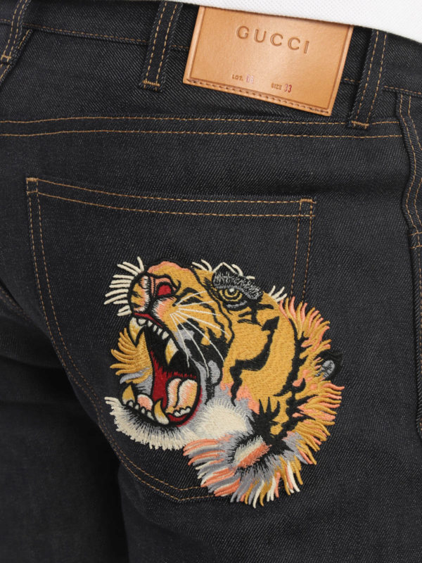 GUCCI buy online Back tiger patch slim jeans