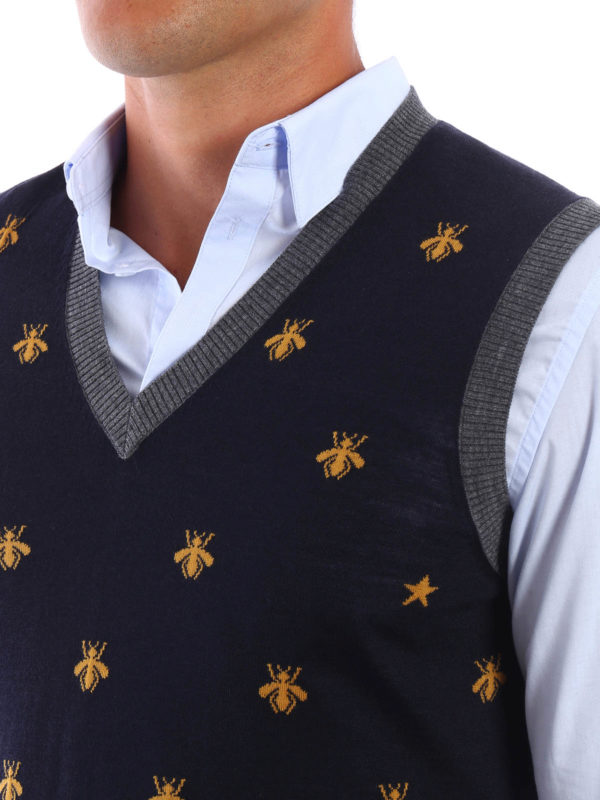 GUCCI buy online Bee embroidery V-neck vest