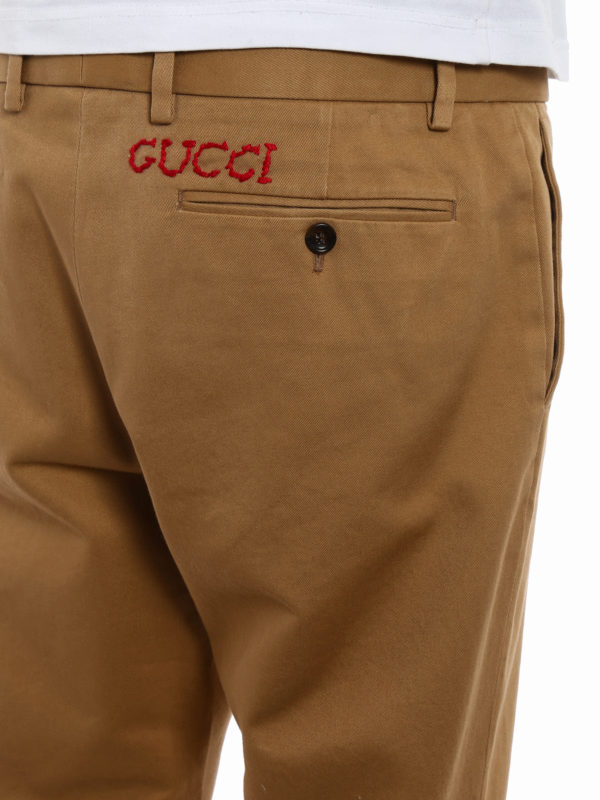 GUCCI buy online Beige cotton drill chino trousers
