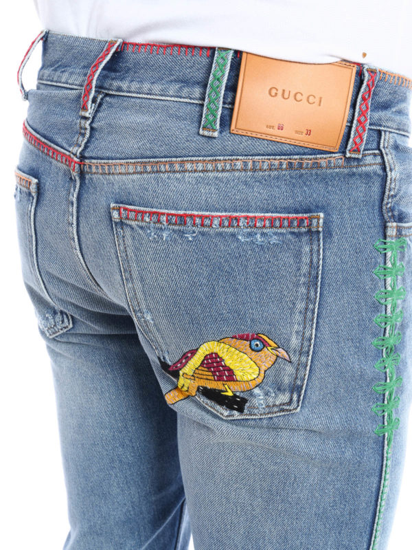 GUCCI buy online Embroidered vintage jeans