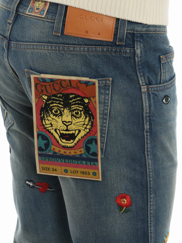 GUCCI buy online Multi patch washed denim jeans