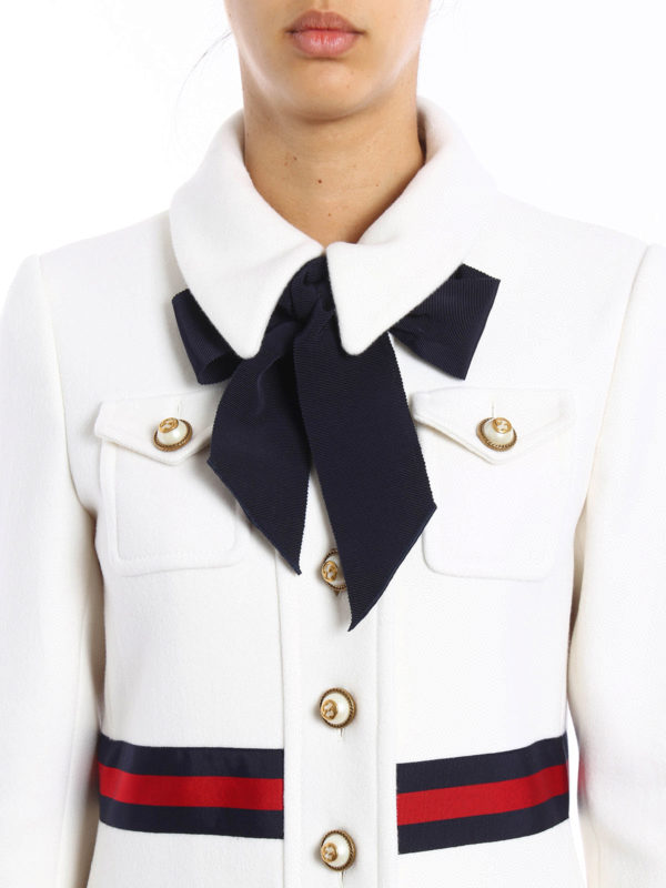 GUCCI buy online Web embellished wool coat