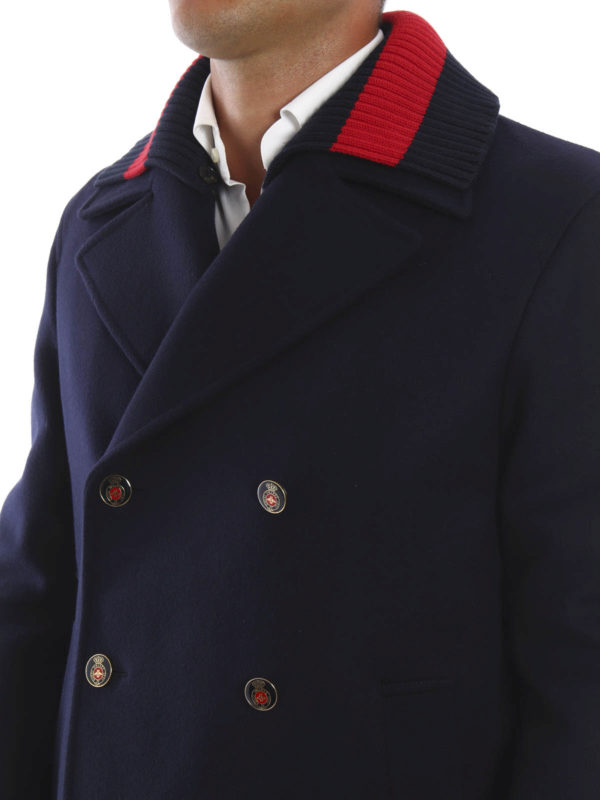 GUCCI buy online Web neck wool pea coat