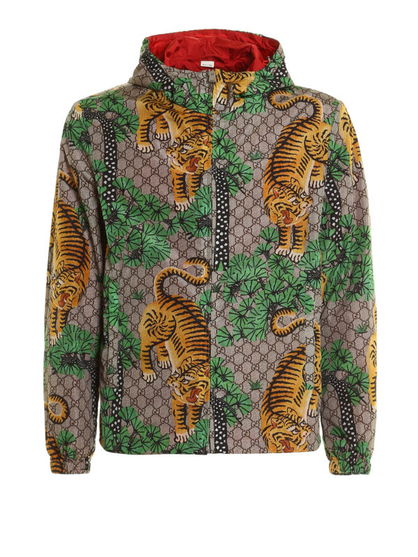 GUCCI: casual jackets - Bengal print nylon jacket