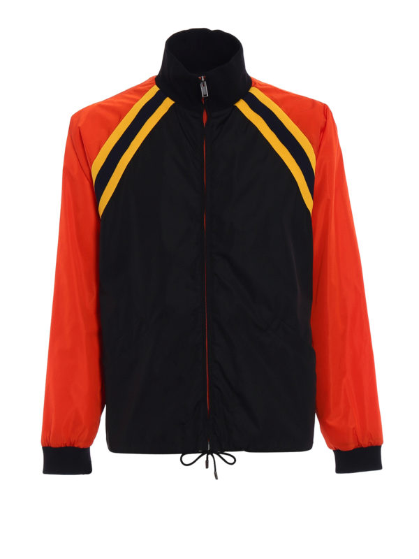 GUCCI: casual jackets - Black and orange nylon jacket