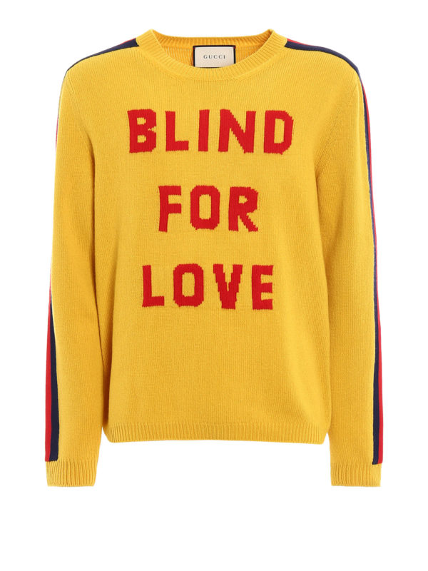 GUCCI: crew necks - Blind for Love intarsia sweater