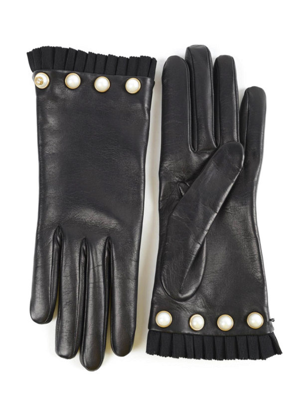 GUCCI: gloves - Embellished leather gloves