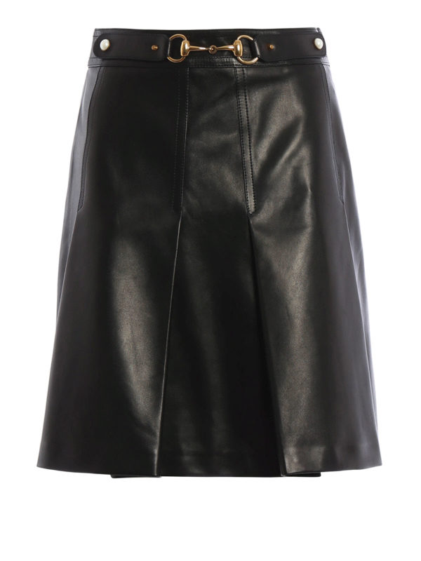 GUCCI: Faldas de cuero - Falda De Cuero Negra