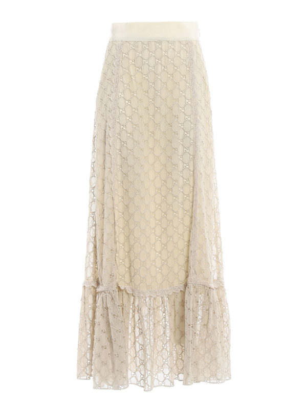 GUCCI: Long skirts - GG macrame lined long skirt
