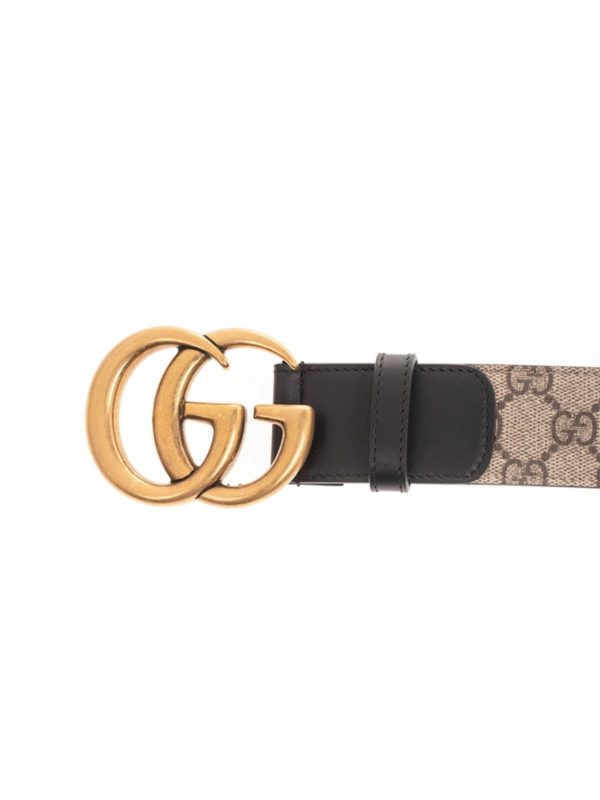 GUCCI: belts online - GG belt in beige and black