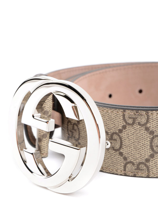 GUCCI: belts online - GG Supreme and leather belt