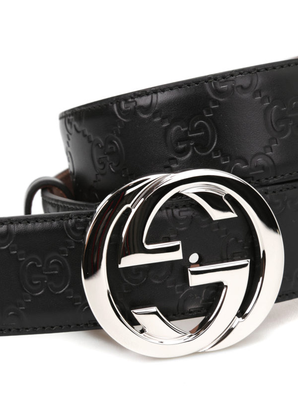 GUCCI: belts online - Interlocking GG leather belt