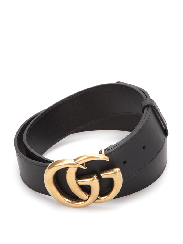 GUCCI: belts online - Leather belt with double G buckle