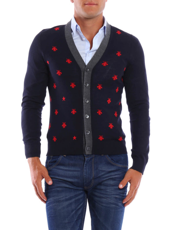GUCCI: cardigans online - Bee and star wool cardigan