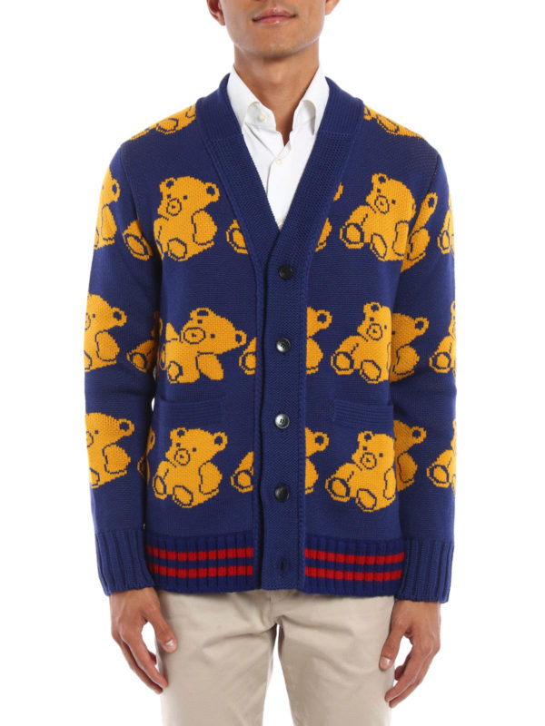 Cardigans Gucci - Teddy bear jacquard wool cardigan - 442638X13574361