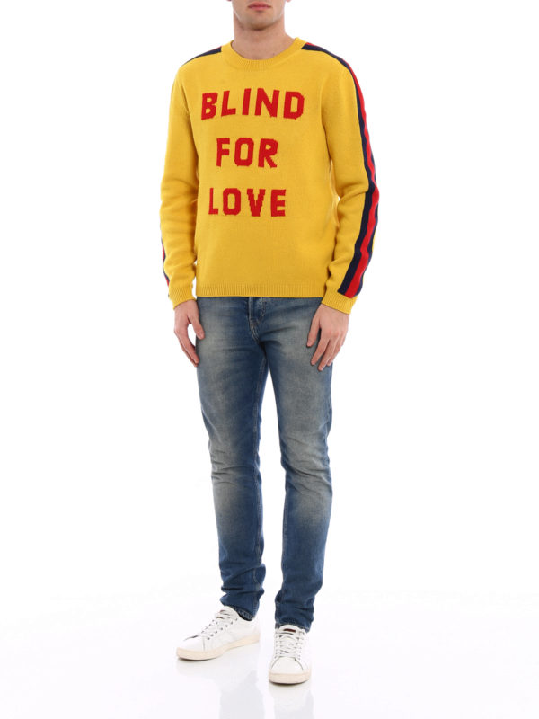 GUCCI: crew necks online - Blind for Love intarsia sweater