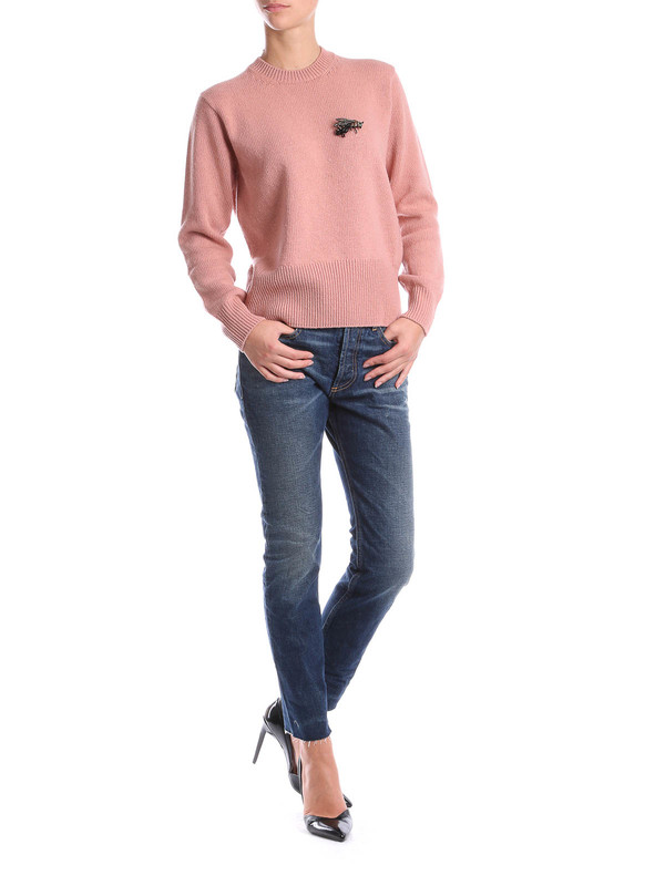 GUCCI: Strickpullover mit Rundhalsausschnitt online - Pullover mit Bienen-Emblem