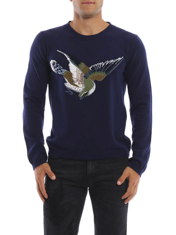GUCCI: crew necks online - Embroidered wool pullover