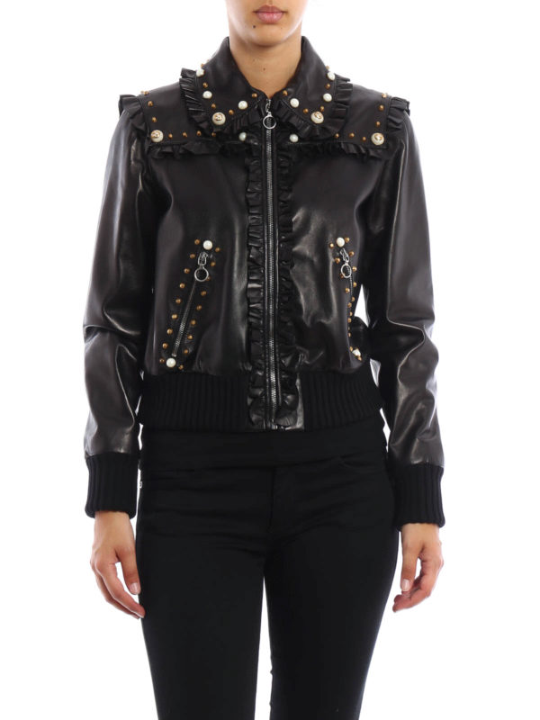GUCCI: leather jacket online - Leather studded bomber