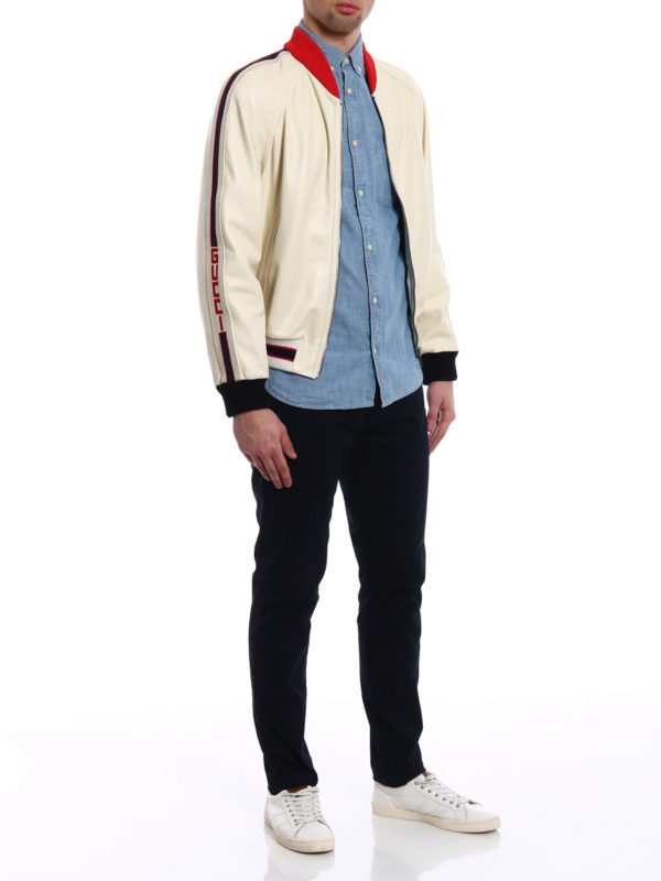 GUCCI: Chaquetas de cuero online - Chaqueta De Cuero - Blanco