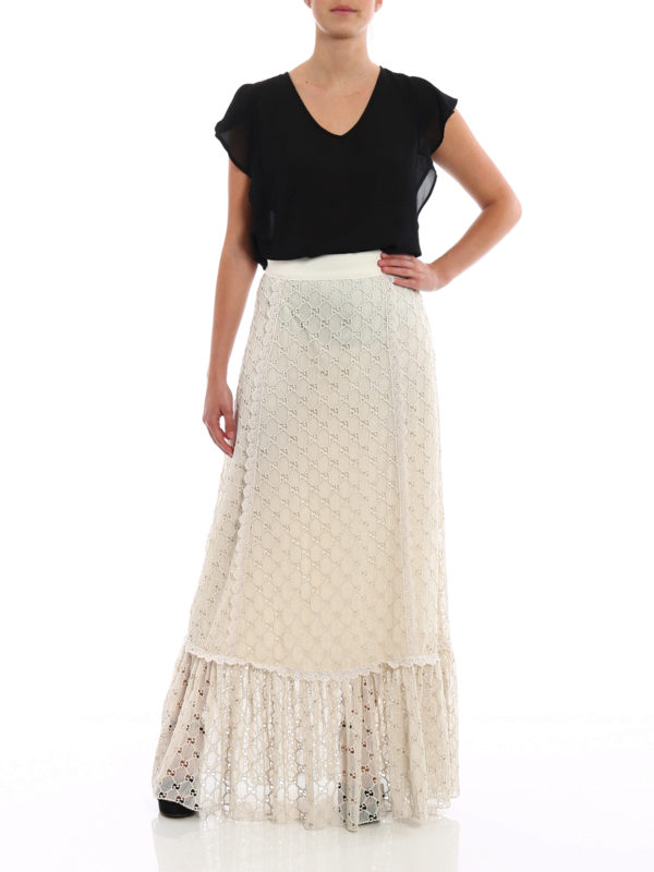 GUCCI: Long skirts online - GG macrame lined long skirt