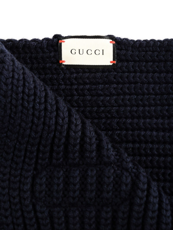 GUCCI: scarves online - Game logo patch detail wool scarf