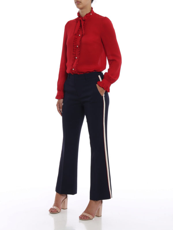 GUCCI: shirts online - Frilled inserts silk blouse