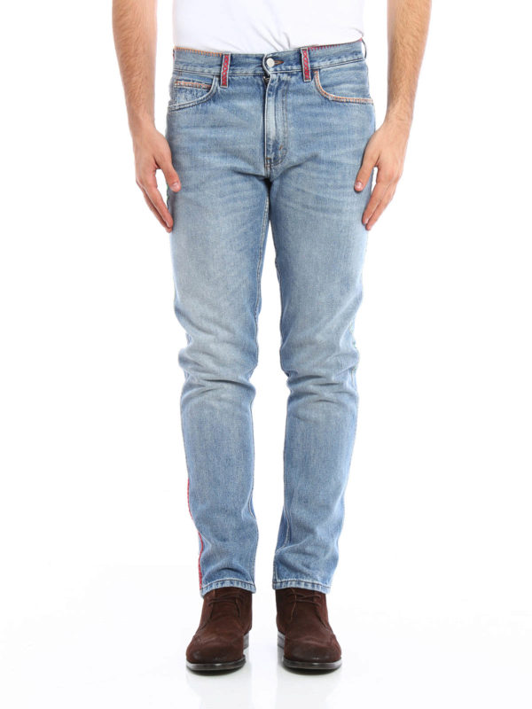 GUCCI: straight leg jeans online - Embroidered vintage jeans