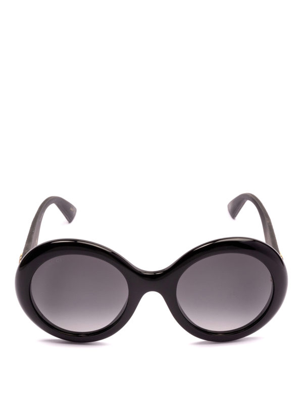 GUCCI: sunglasses online - Glitter temples round sunglasses