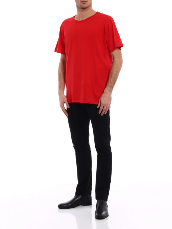 GUCCI: t-shirts online - Back logo print red Tee